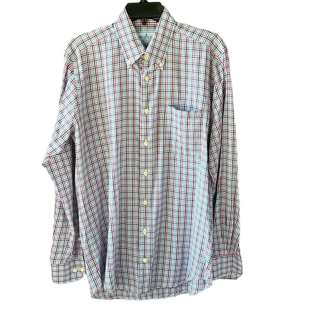 Bird Dog Bay Sz M Plaid Multicolor Button Down Long Sleeve Shirt 100% Cotton
